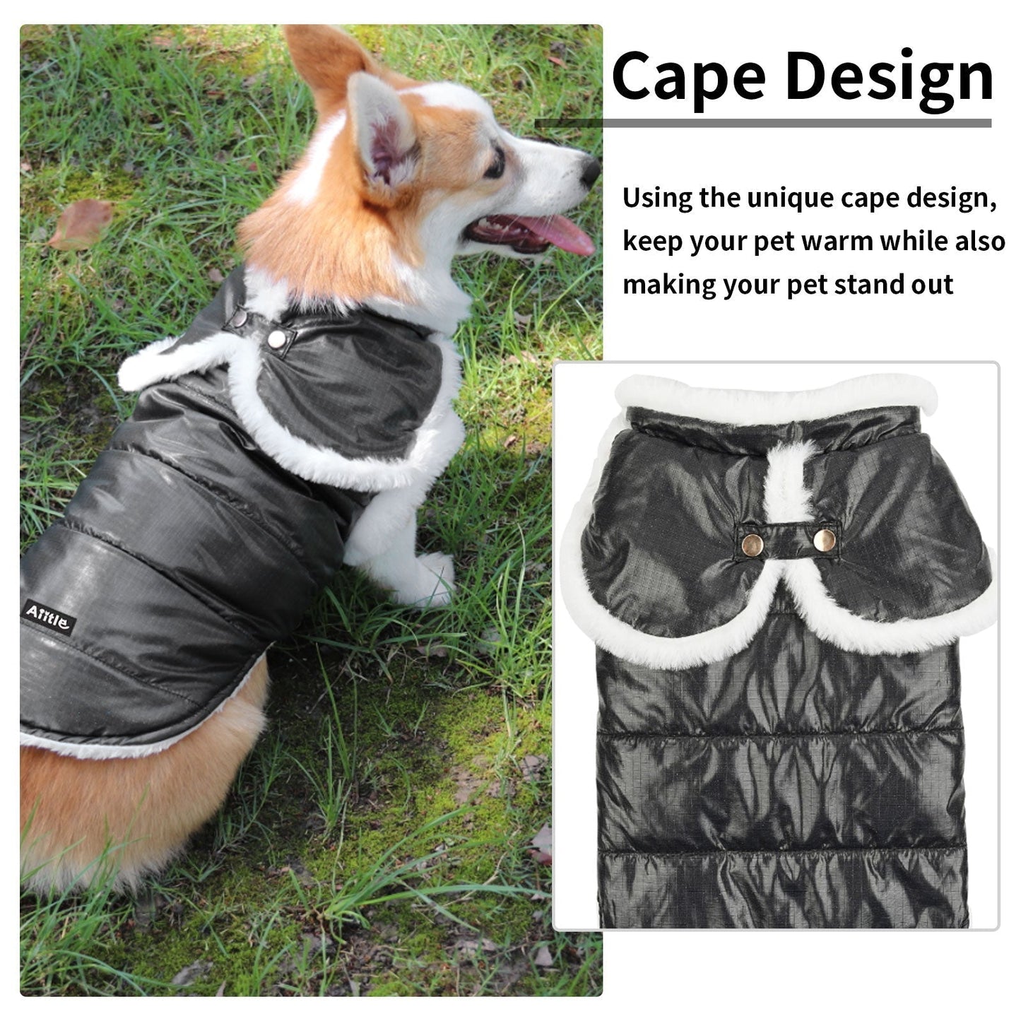 AIITLE Leg Hole Raw Edge Design Dog Winter Coat - Christmas Waterproof | AIITLE
