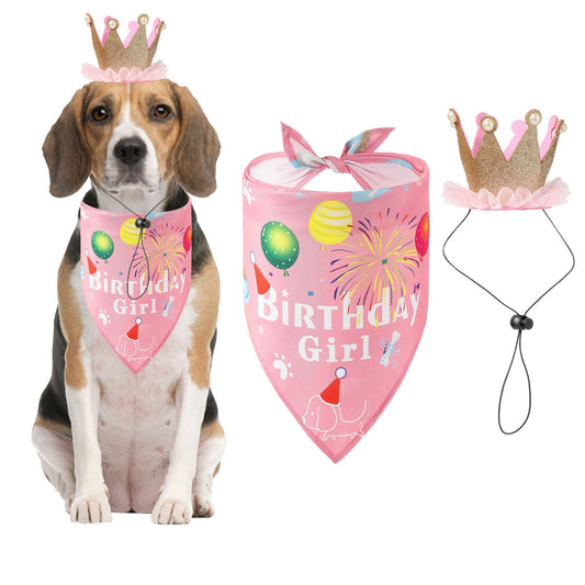 AIITLE Dog Birthday, Scarf and Reusable Dog Girl Birthday Party Hat with Number | AIITLE