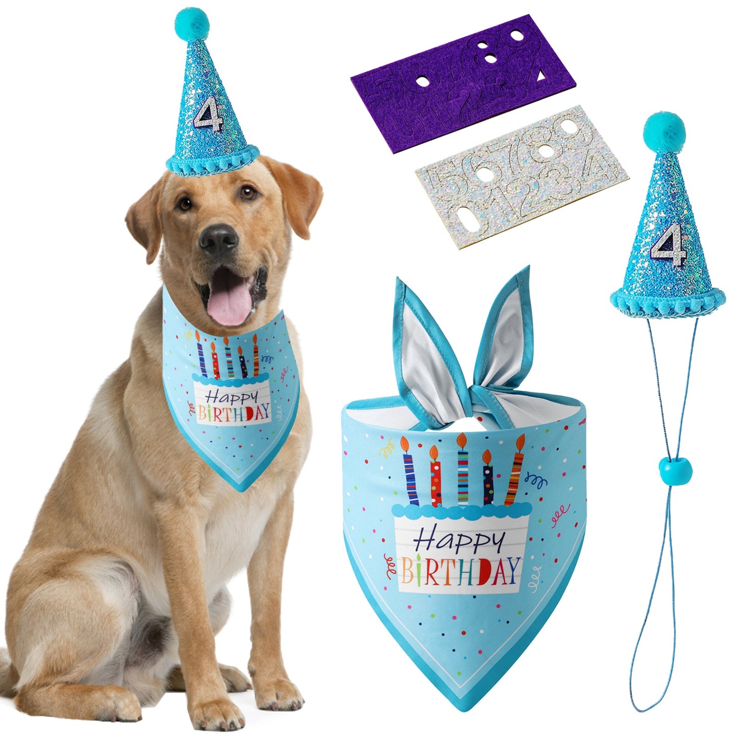 Aiitle Dog Birthday Bandana Hat Set (Birthday Girl)