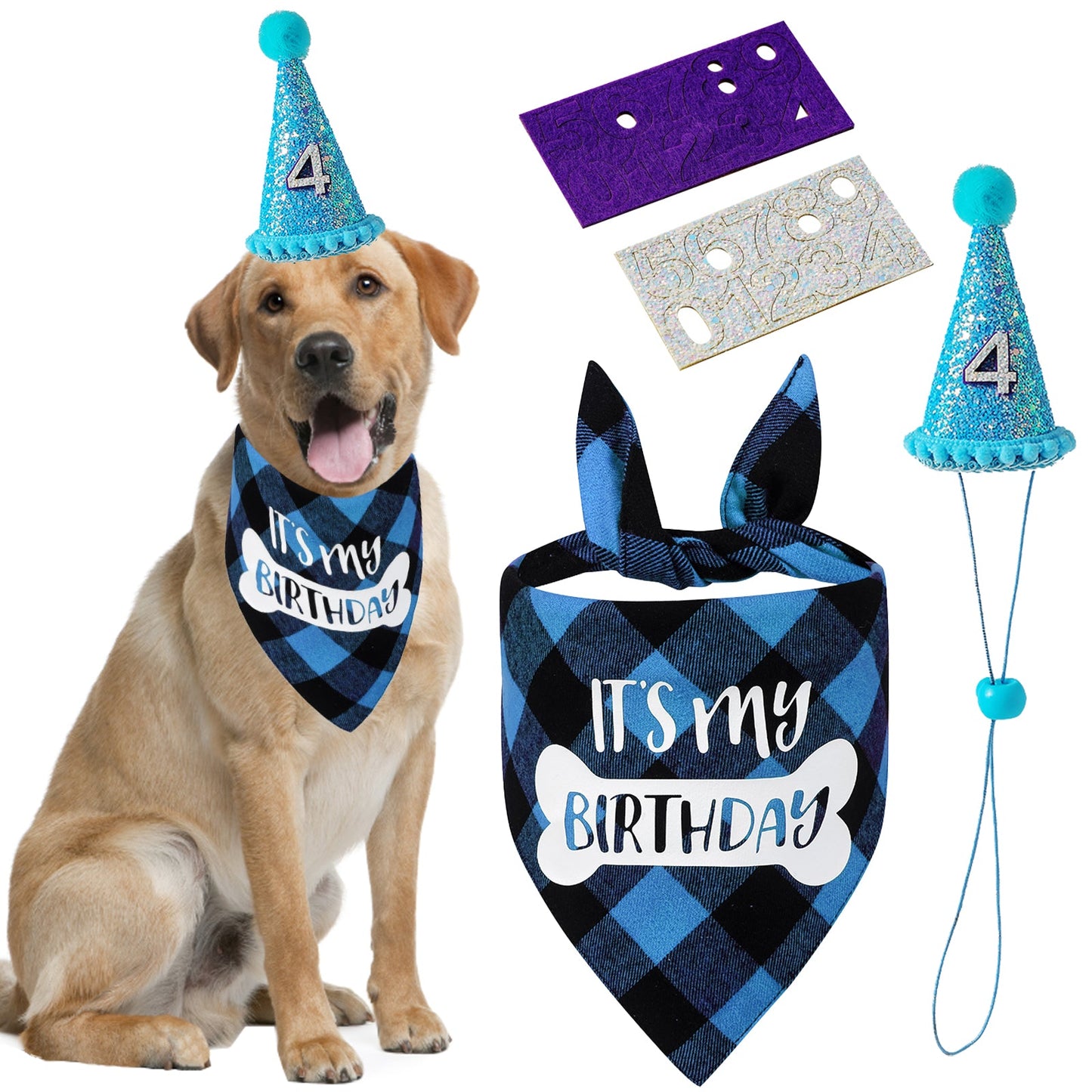 Aiitle Dog Birthday Bandana Hat Set (Birthday Girl)