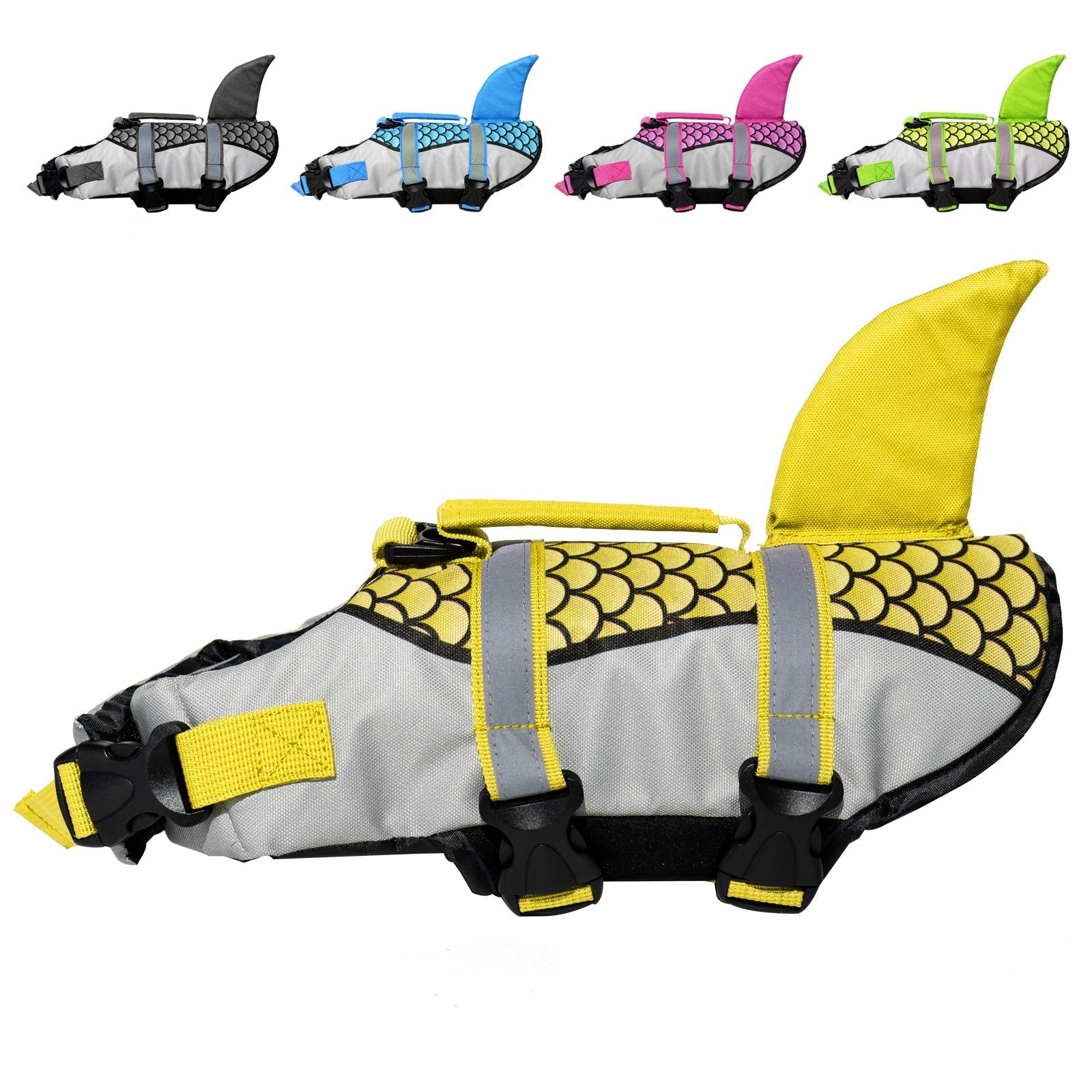 AIITLE Dog Life Vests, Adjustable Shark Dog Life Jacket with Rescue Handle | AIITLE