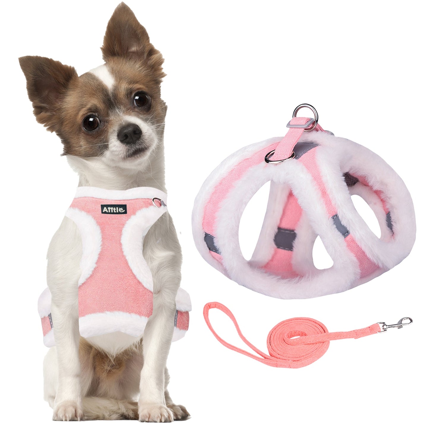 Aiitle Winter Plush Dog No Pull Harness and Leash Set