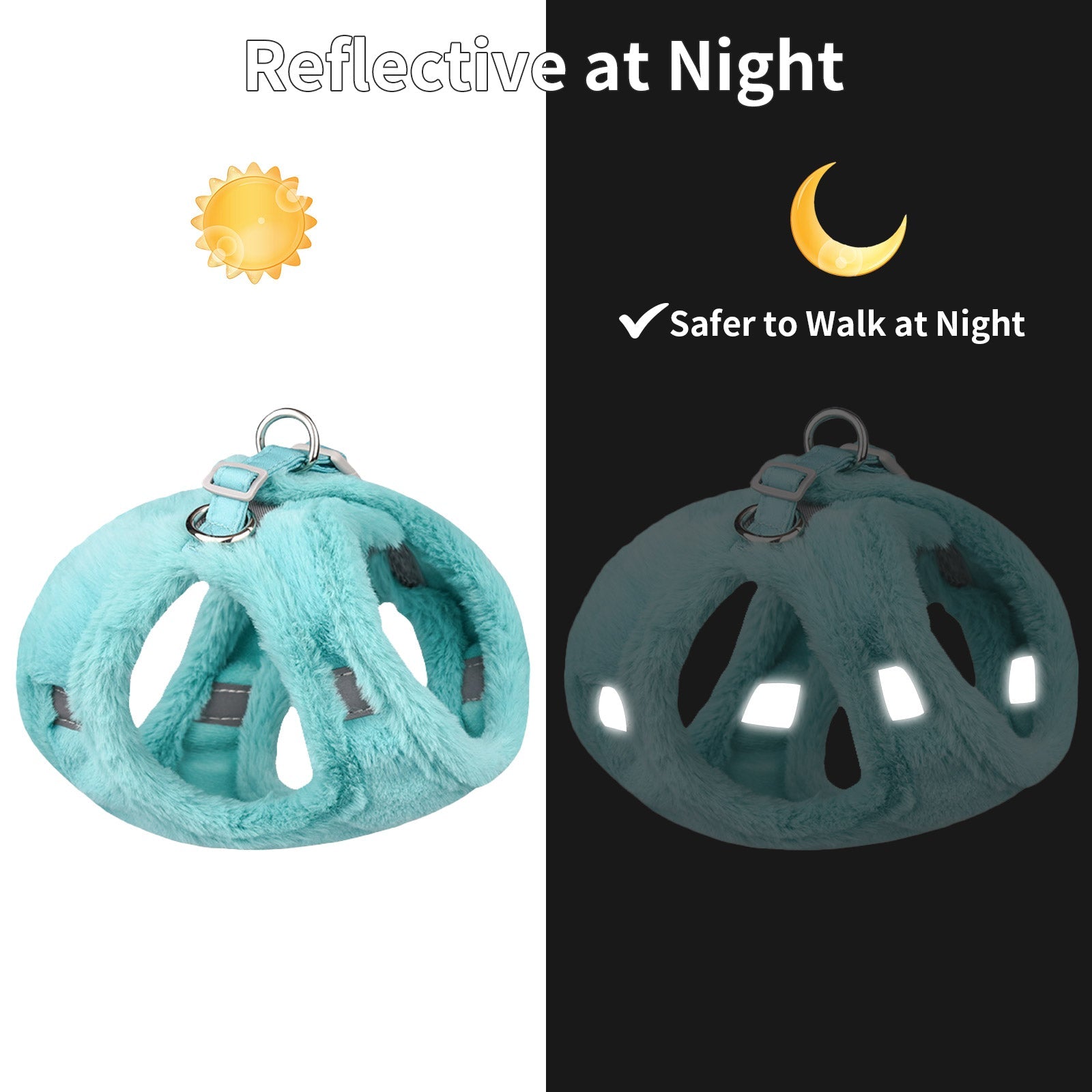 AIITLE Reflective Plush Fabric Dog Winter Harness and Leash Set, No Pull Vest | AIITLE