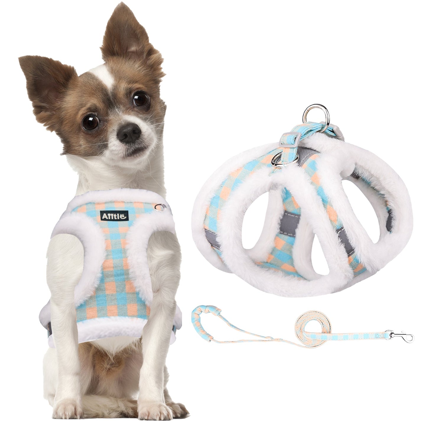 Aiitle Winter Plush Dog No Pull Harness and Leash Set