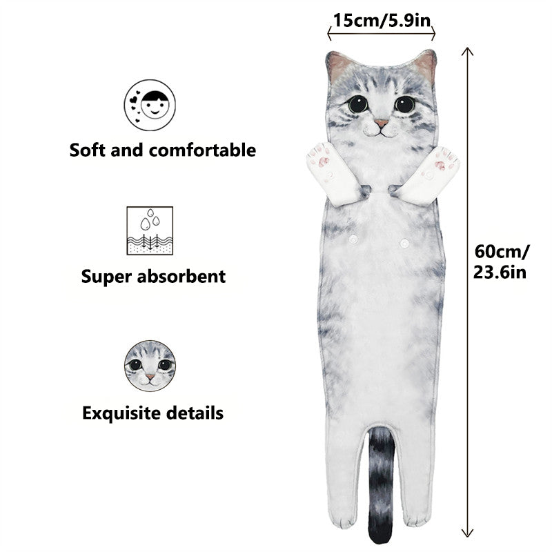 Aiitle Cute Cat Hand Towel