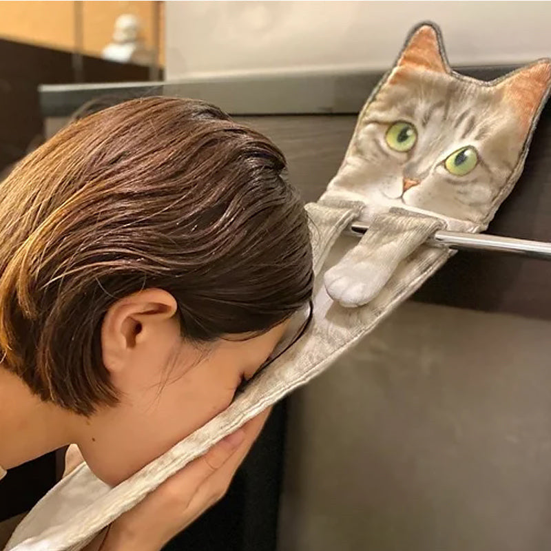 Aiitle Cute Cat Hand Towel