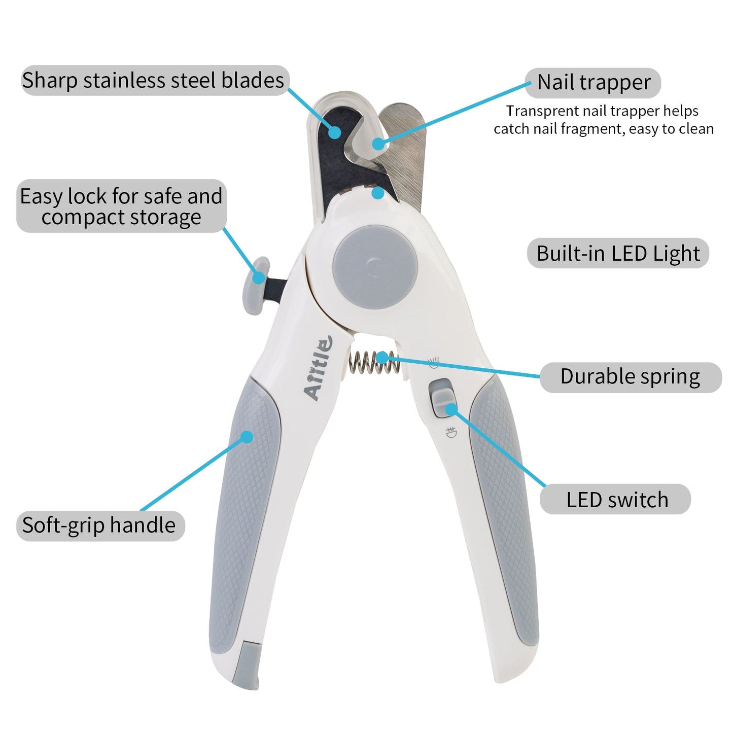 Aiitle Dog & Cat Pets Nail Clippers and Trimmers- with 2 LED Lights | AIITLE