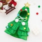 Aiitle Cute Pet Christmas Cloak with Star and Pompoms Green