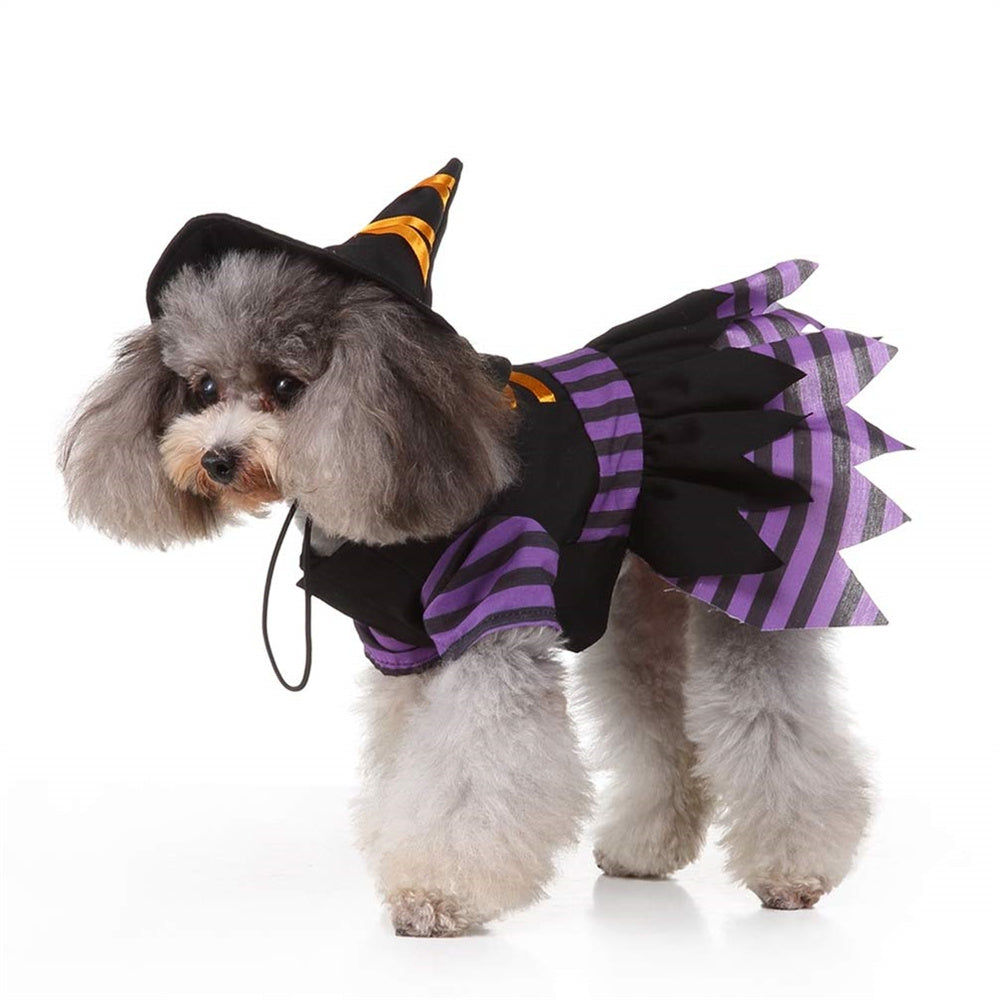 Aiilte Pet Halloween Party Witch Wizard Hat Clothes Set