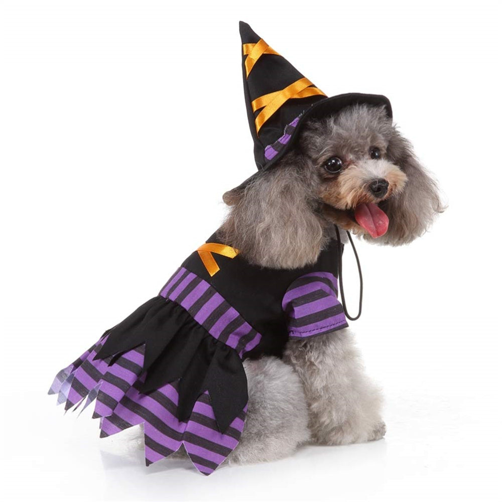 Aiilte Pet Halloween Party Witch Wizard Hat Clothes Set