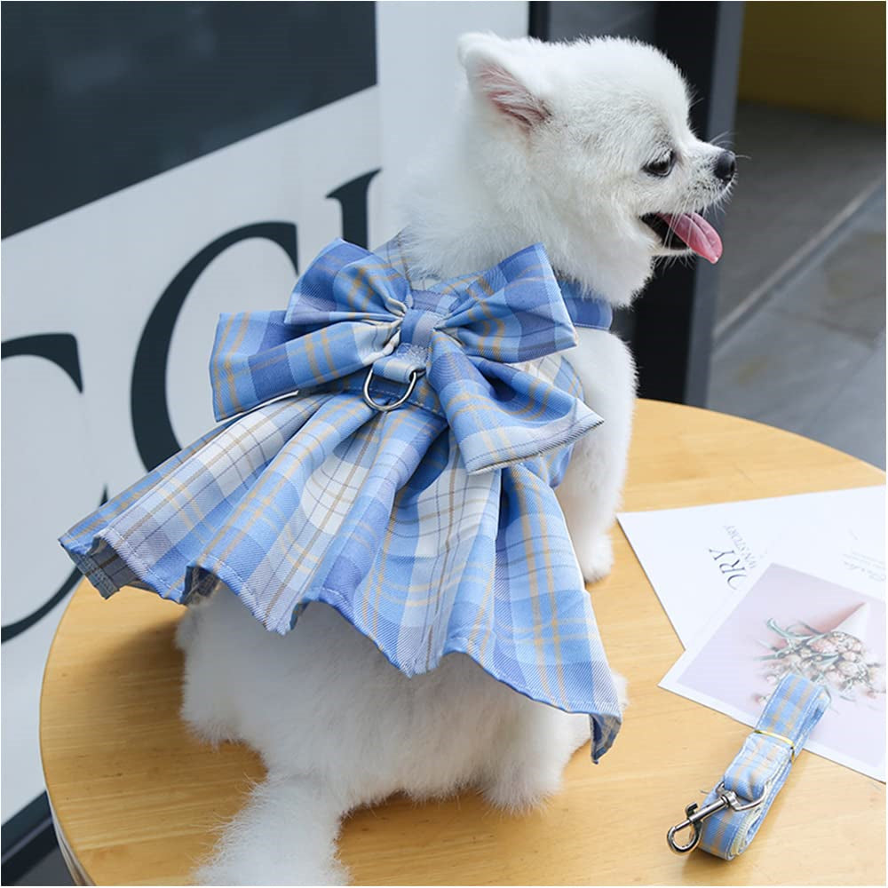 Aiitle Cute Pet Plaid Skrit Harness Leash Set