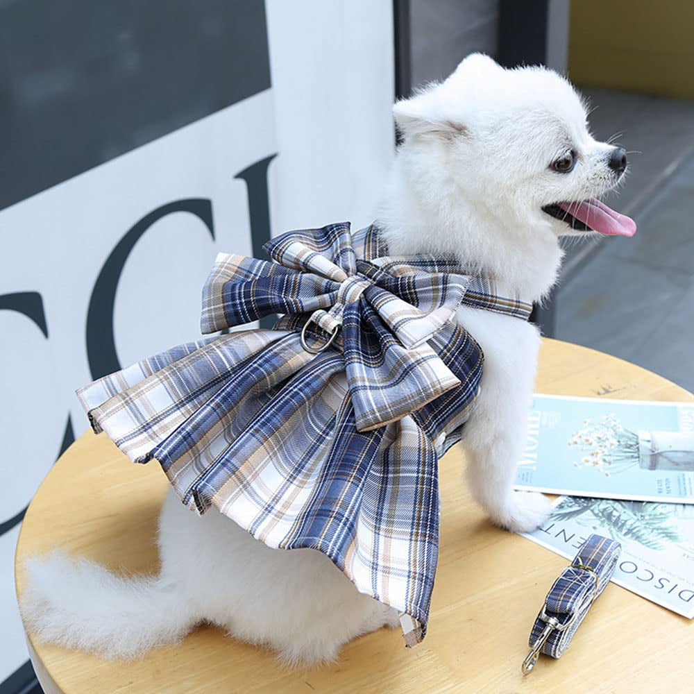 Aiitle Cute Pet Plaid Skrit Harness Leash Set