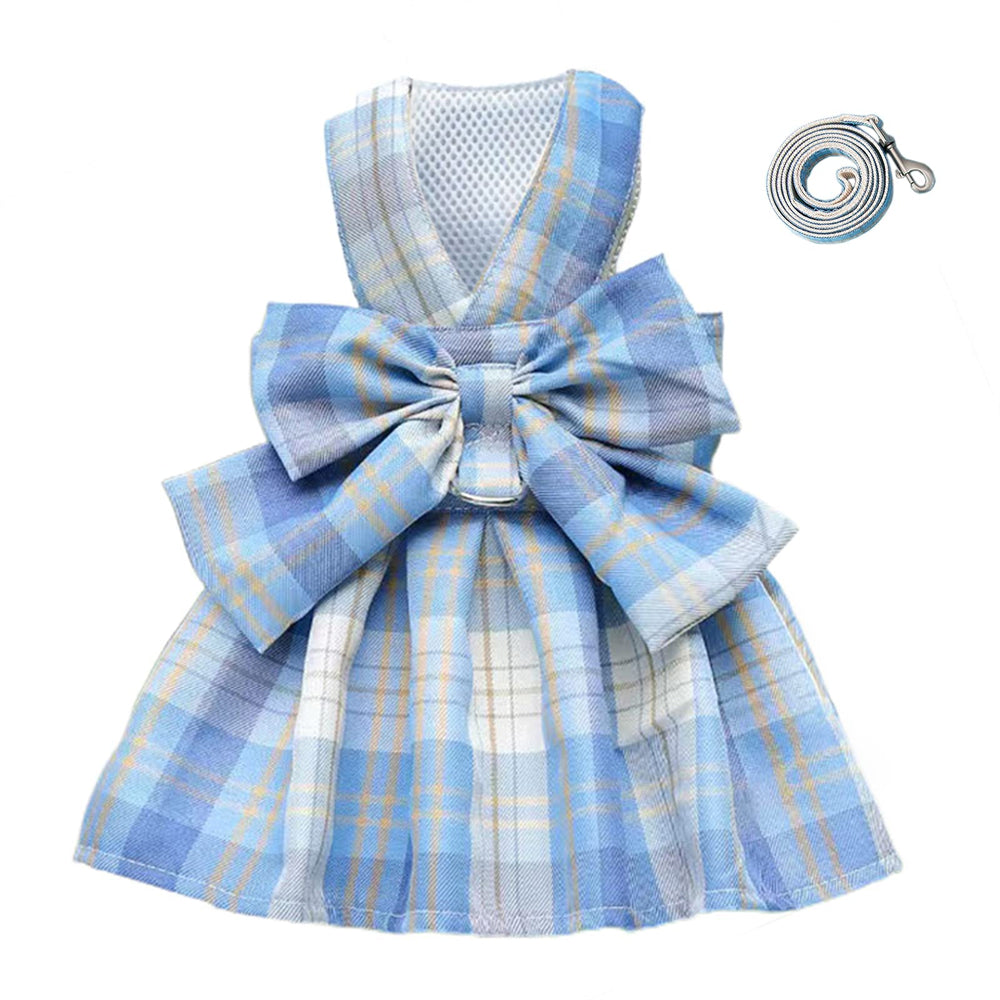 Aiitle Cute Pet Plaid Skrit Harness Leash Set