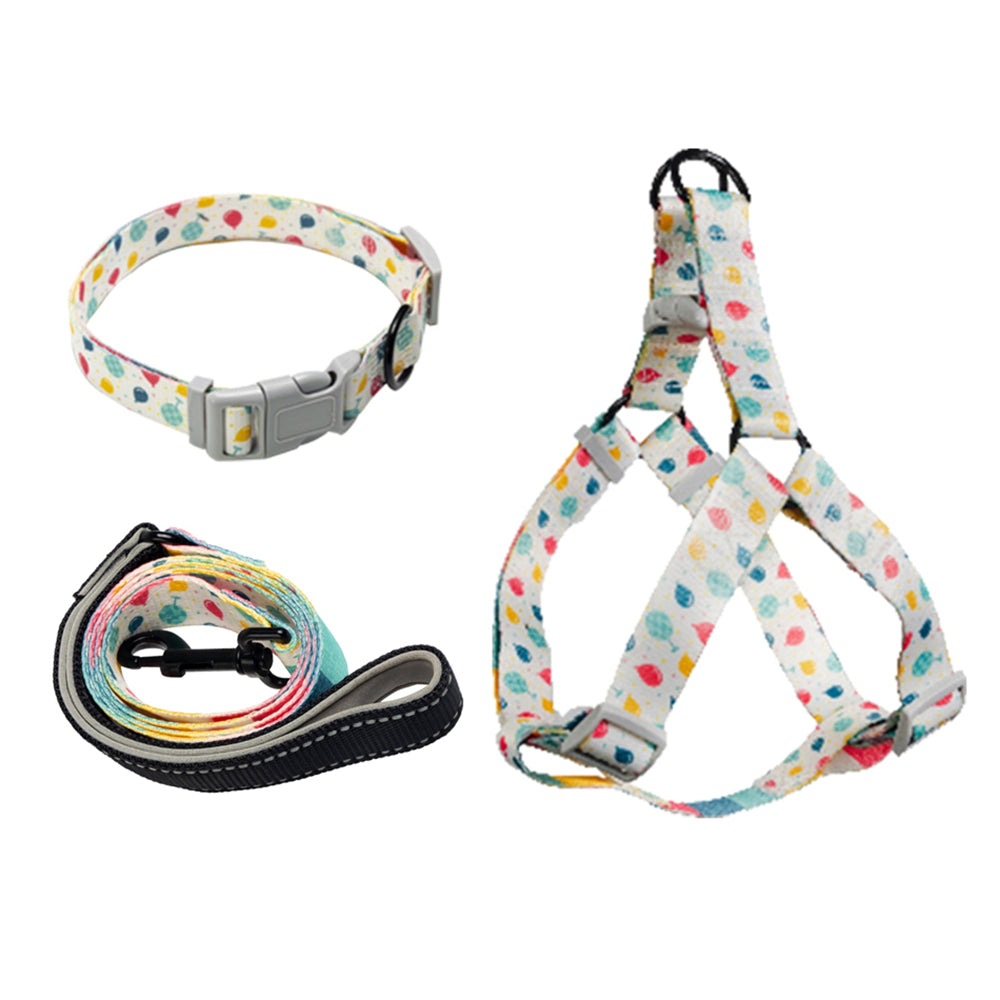 Aiitle Patterned Dog Harness Leash Collar 3 Pcs Set