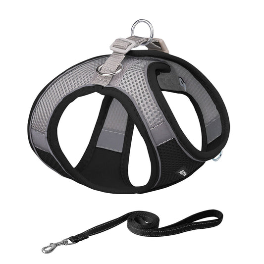 Aiitle Soft Adjustable Mesh Dog Harness Leash Set Black