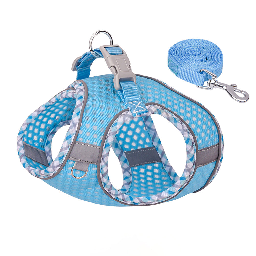 Aiitle Plaid Border Reflective Mesh Dog Harness Pink