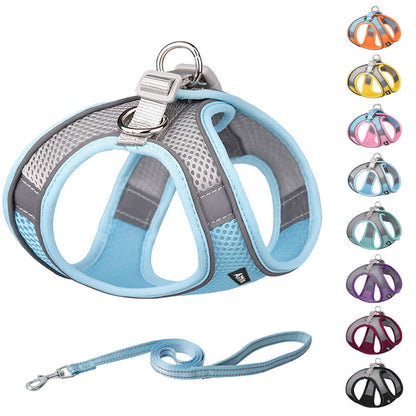 Aiitle Soft Adjustable Mesh Dog Harness Leash Set Blue