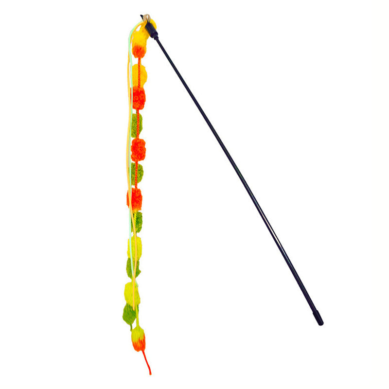 Aiitle Colorful Plush Ball Cat Teaser Wand 3 PCS Set