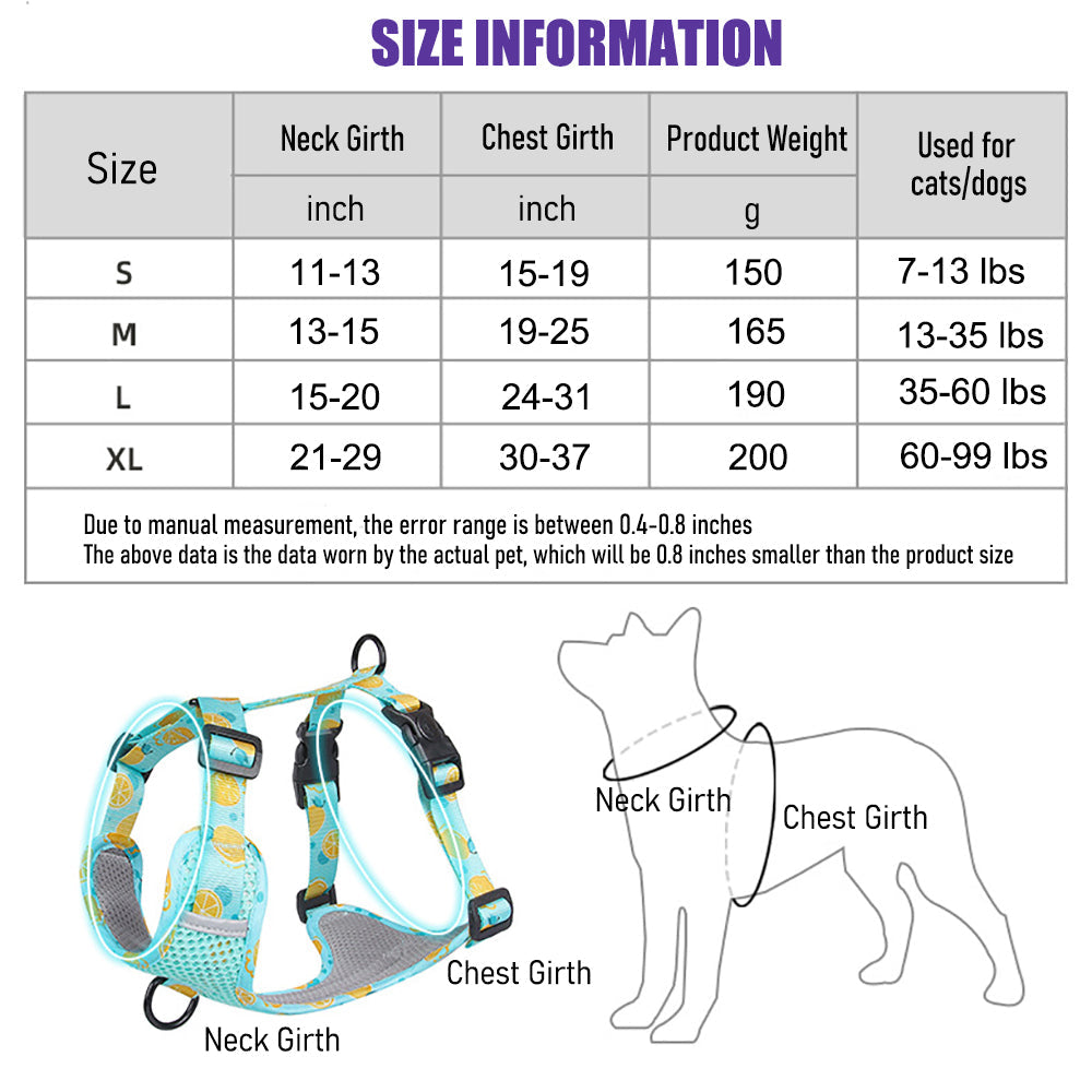 Aittle Fruit Print Mesh Dog Harness