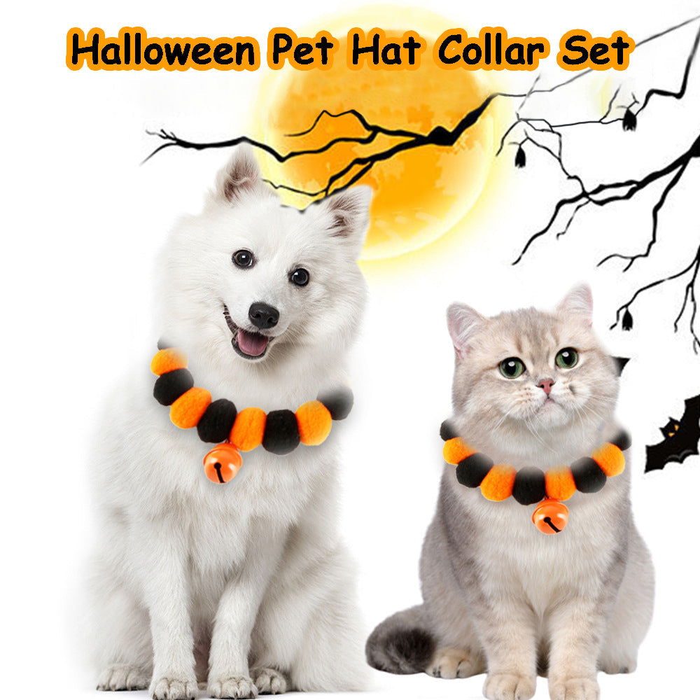 Aiitle Halloween Pet Hat Collar 2 Pcs Set