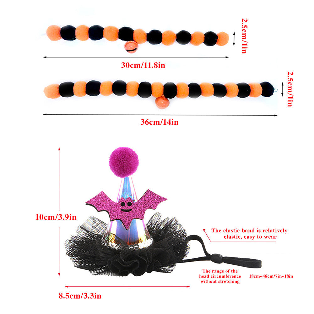 Aiitle Halloween Pet Hat Collar 2 Pcs Set