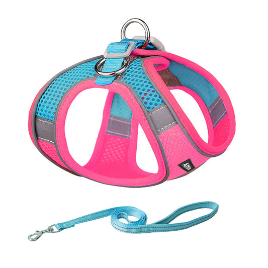 Aiitle Soft Adjustable Mesh Dog Harness Leash Set Hot Pink