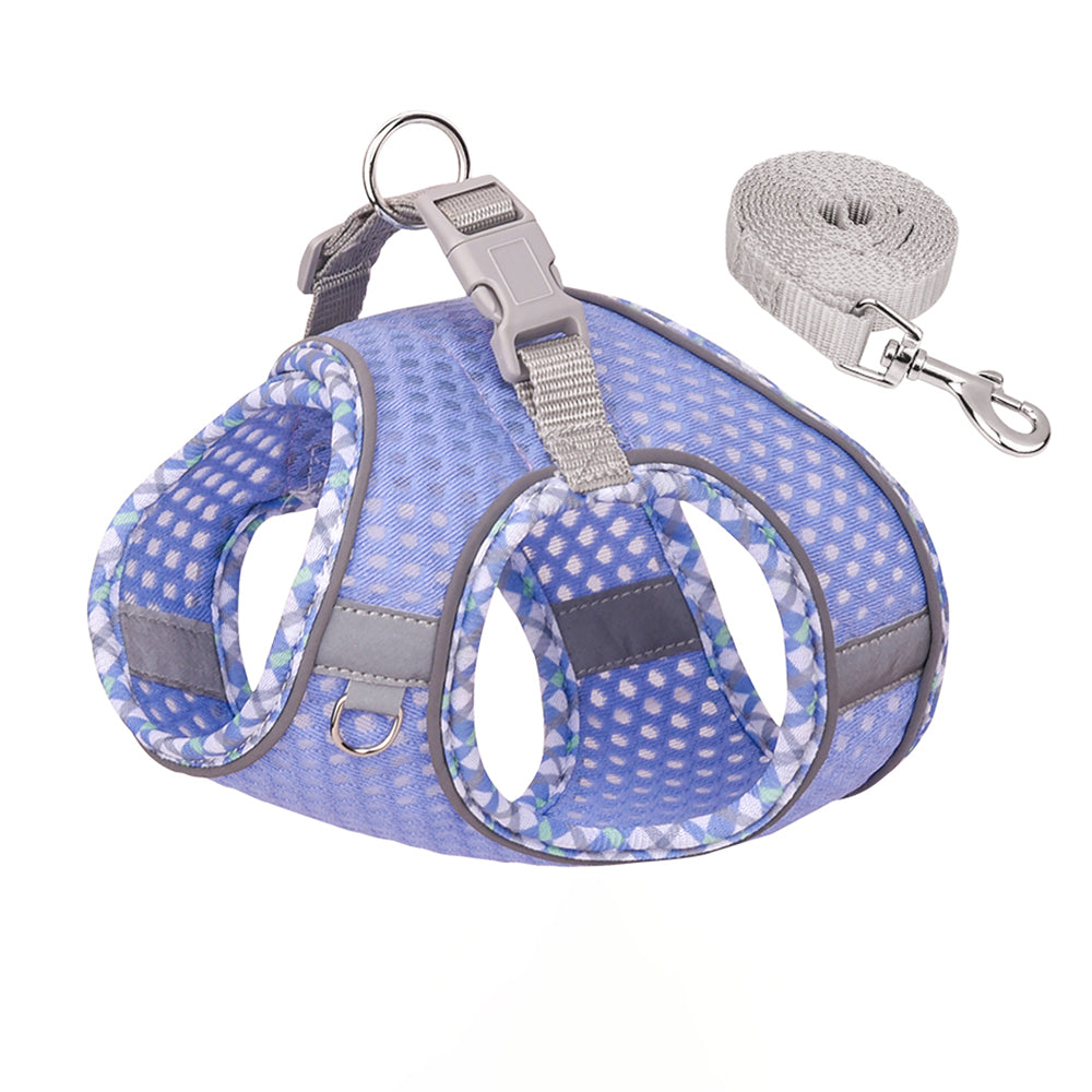 Aiitle Plaid Border Reflective Mesh Dog Harness Pink