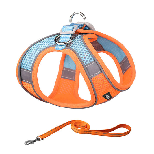 Aiitle Soft Adjustable Mesh Dog Harness Leash Set Orange