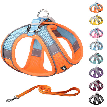 Aiitle Soft Adjustable Mesh Dog Harness Leash Set Orange