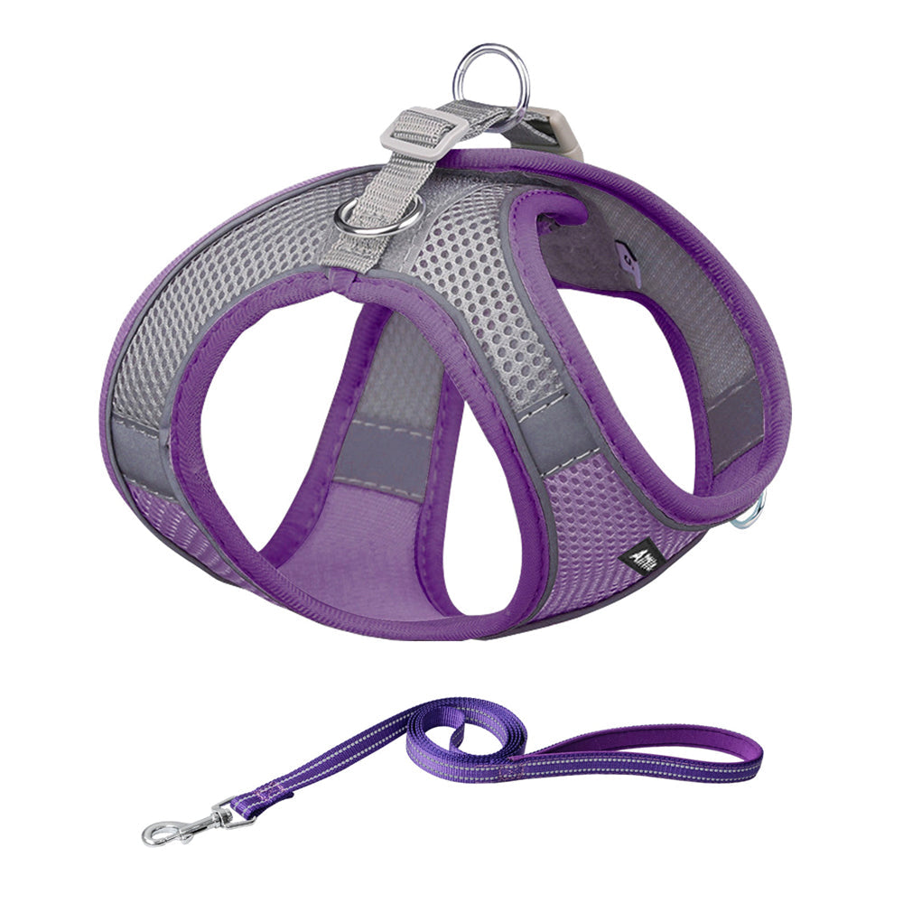 Aiitle Soft Adjustable Mesh Dog Harness Leash Set Purple