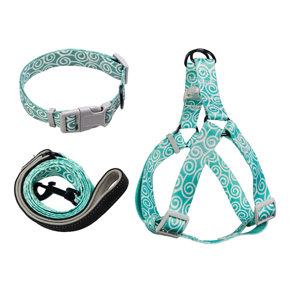 Aiitle Patterned Dog Harness Leash Collar 3 Pcs Set