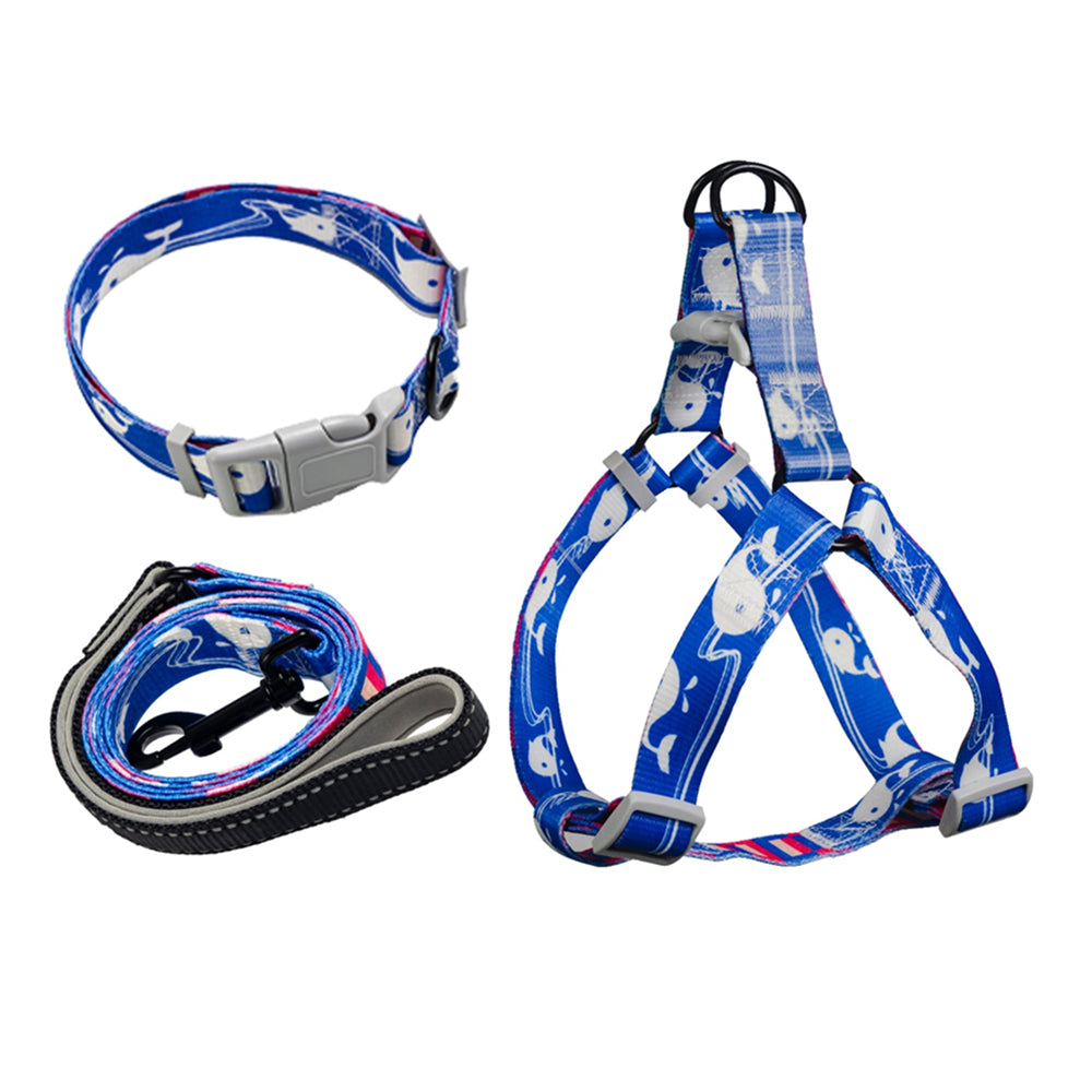 Aiitle Patterned Dog Harness Leash Collar 3 Pcs Set